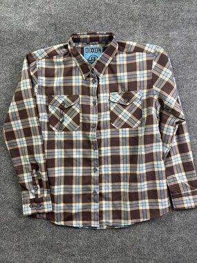 Dixxon SE Racing Shirt Mens XL Brown Plaid Flannel Long Sleeve Button Front